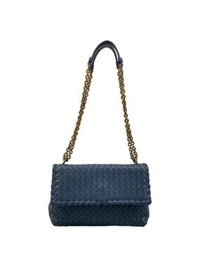 Bottega Veneta Shoulder Bag Small Olympia Navy Chain Leather